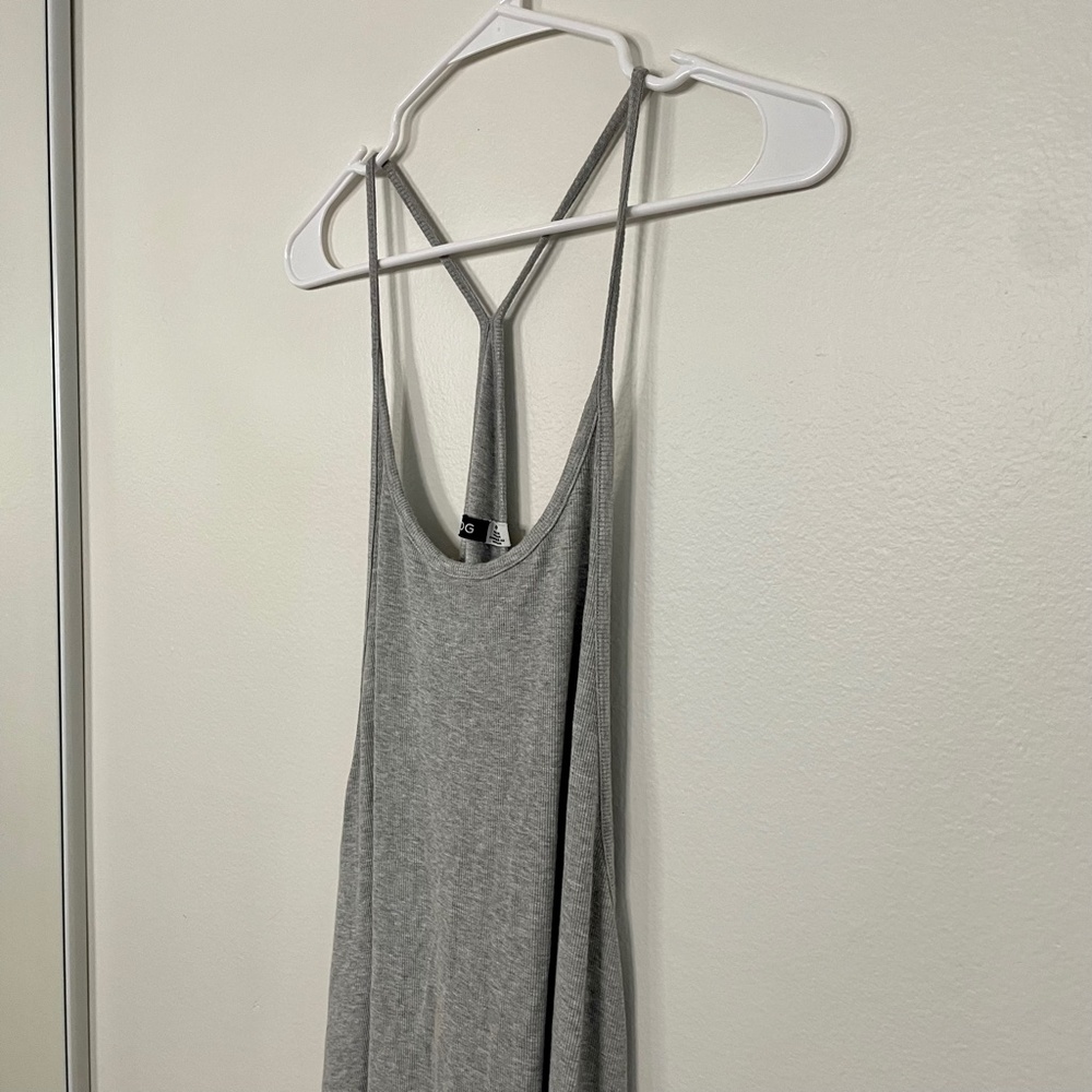Grey Ribbed Racerback Tank Dress - Picture 5 of 15
